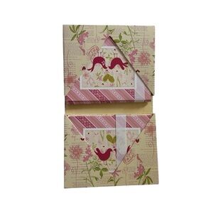 VTG Love Birds Blank Note Cards 20 +Envelopes Floral Pink Yellow 6.5X5 Thank You